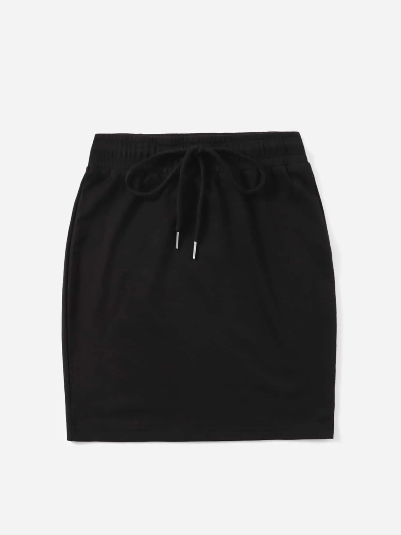 Plain Drawstring Mini Plus Size Skirt