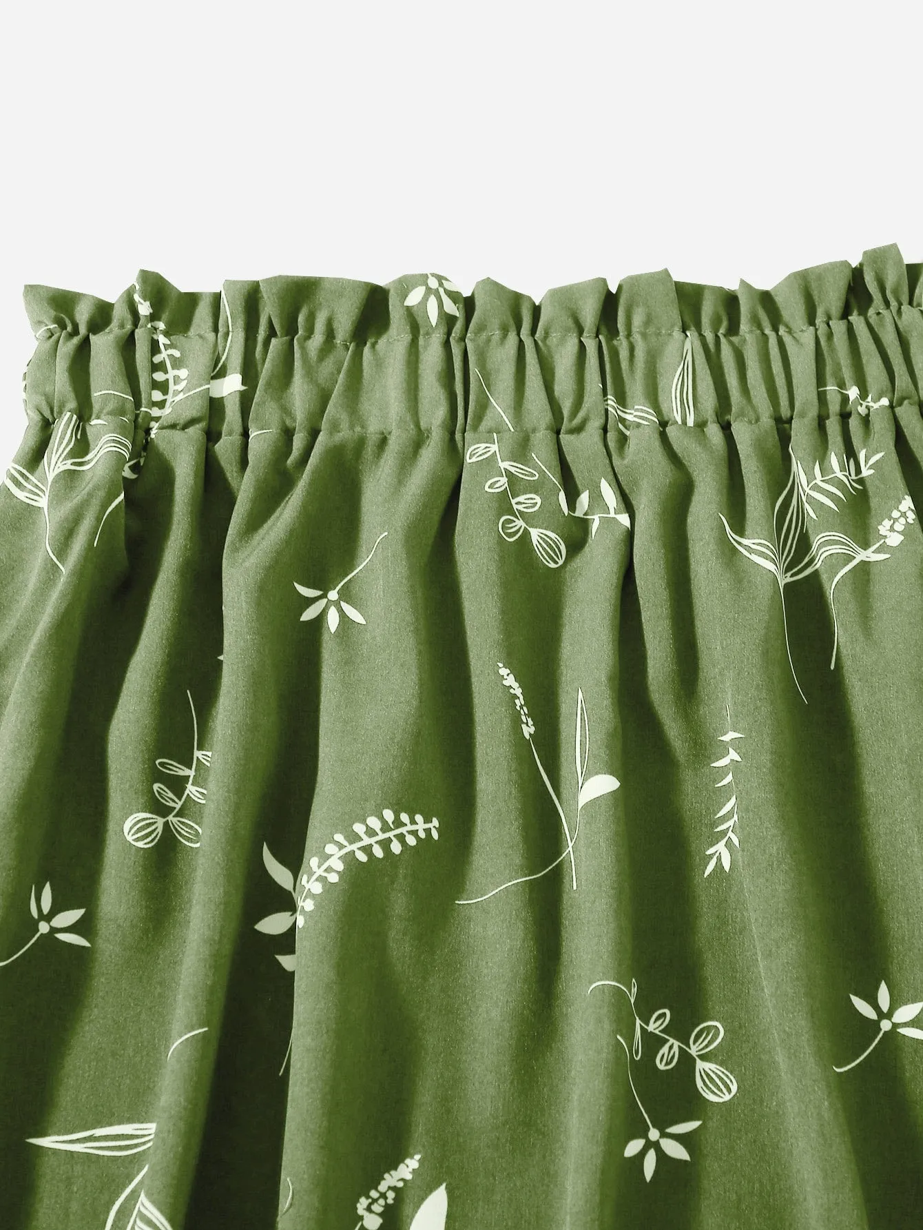 Plants Paper Bag Waist Midi Plus Size Skirt