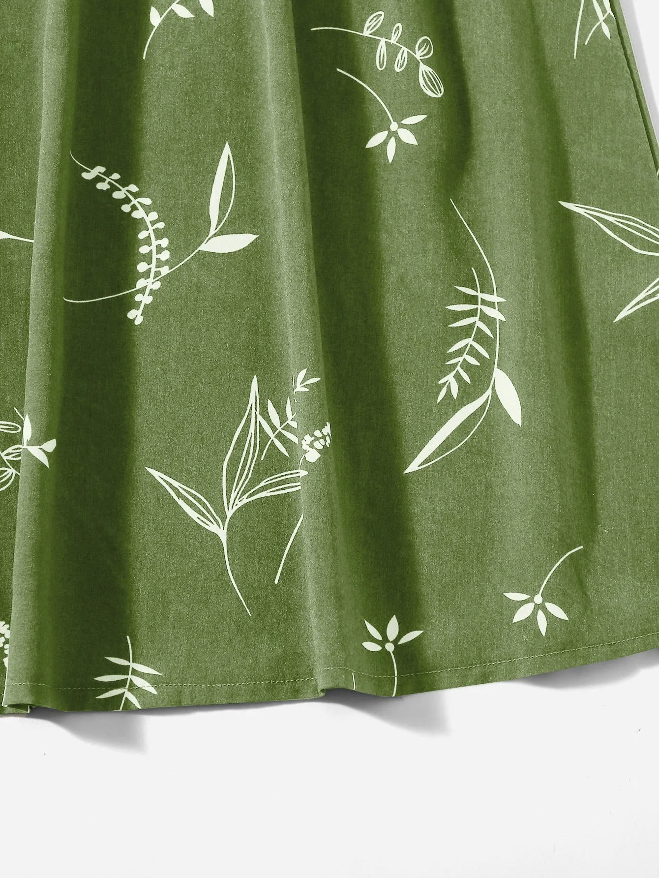 Plants Paper Bag Waist Midi Plus Size Skirt
