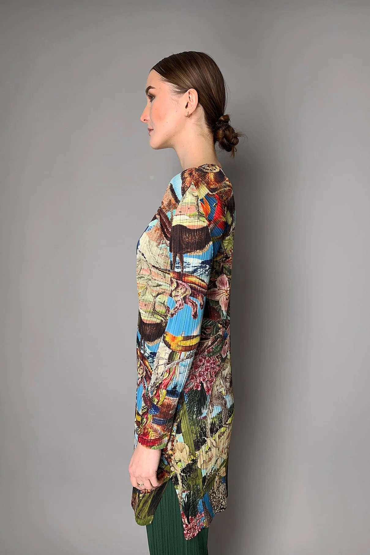 Pleats Please Issey Miyake Aurora Jungle Tunic in Multicolour