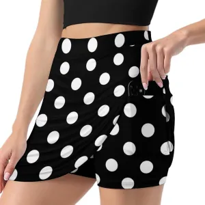 Polka Dot Shorts Skirt Womans Light Proof Trouser Skirts Tennis Skirt High Waist Single Pocket A Line Sport Skorts