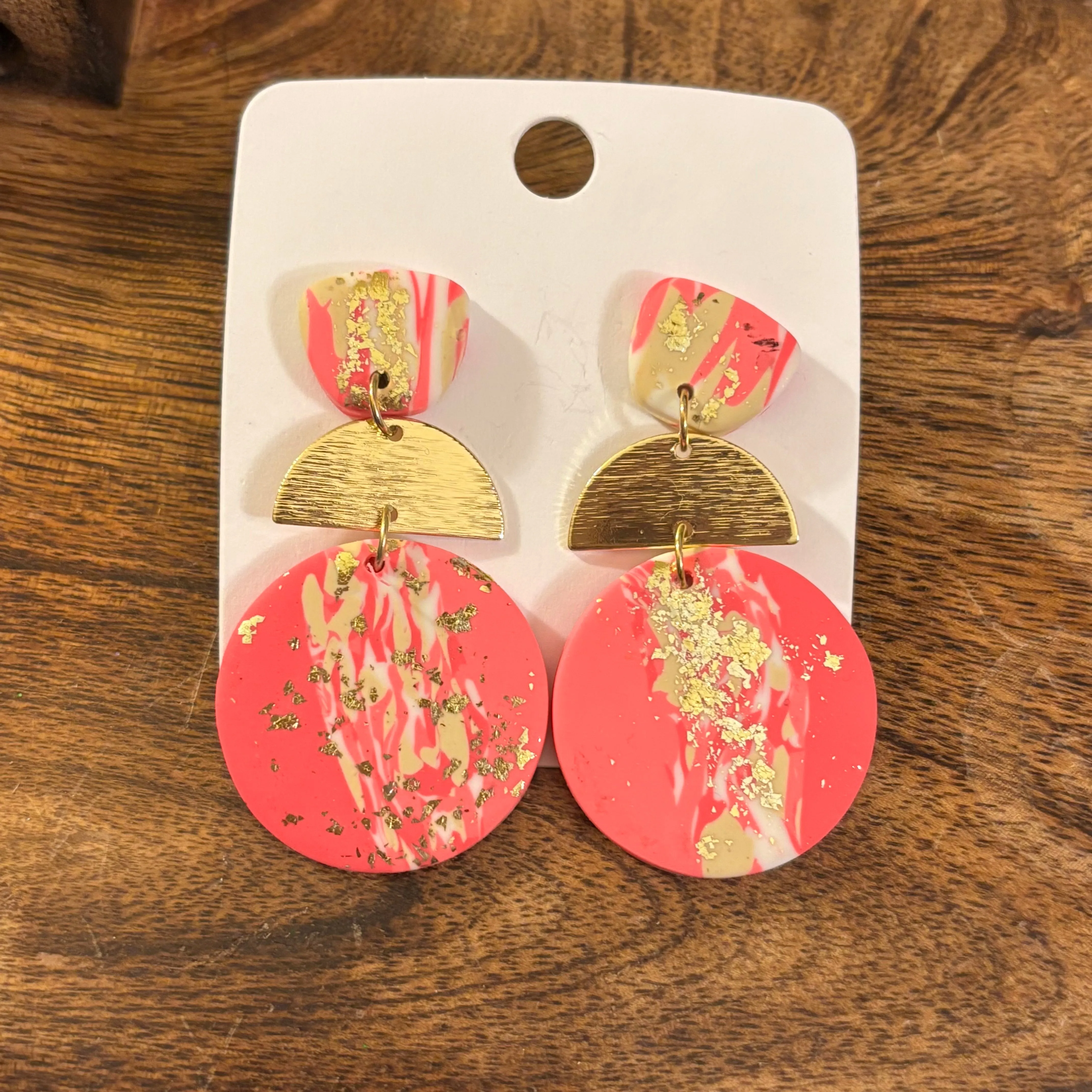 Polymer Clay Post Back Earrings in Pink or Yellow
