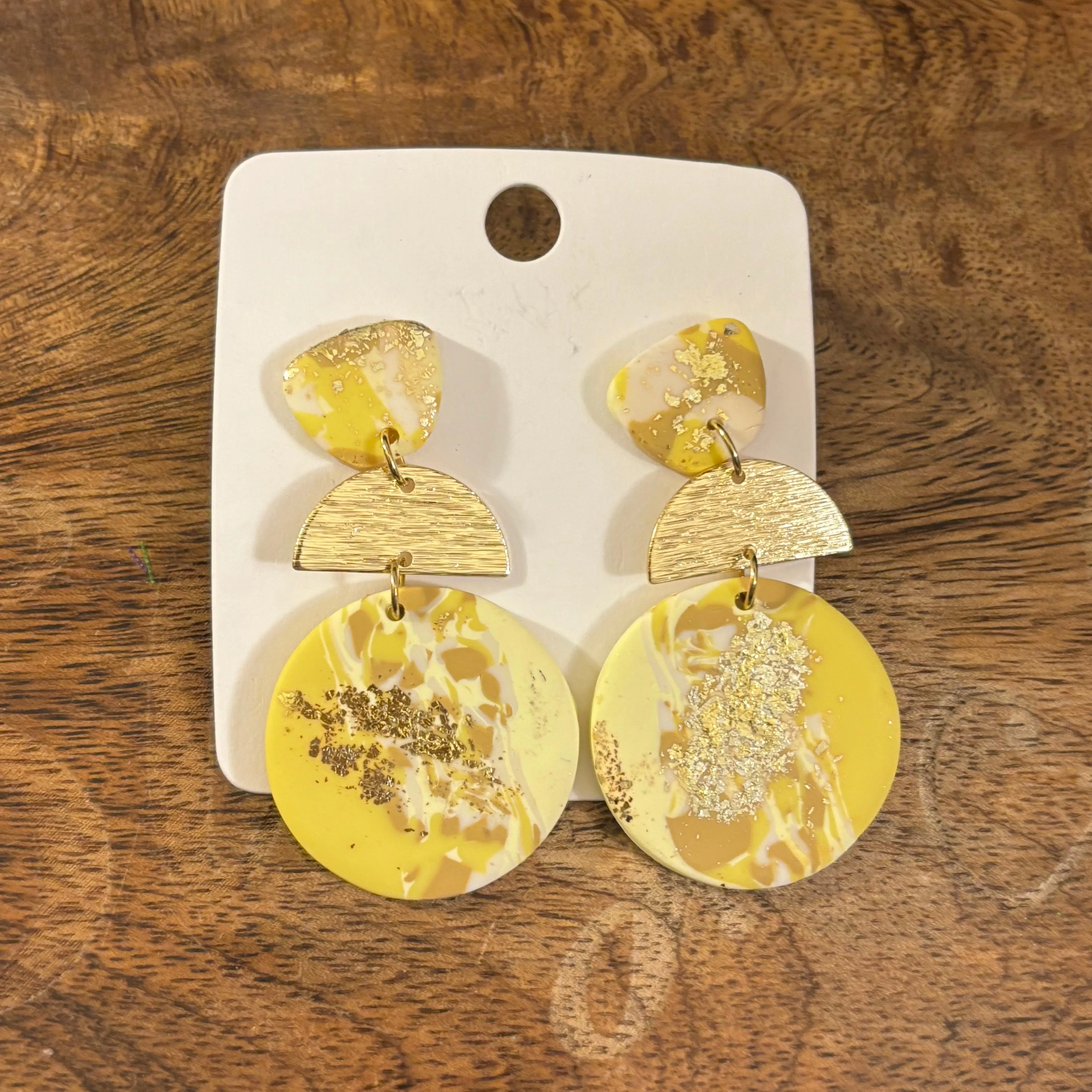 Polymer Clay Post Back Earrings in Pink or Yellow