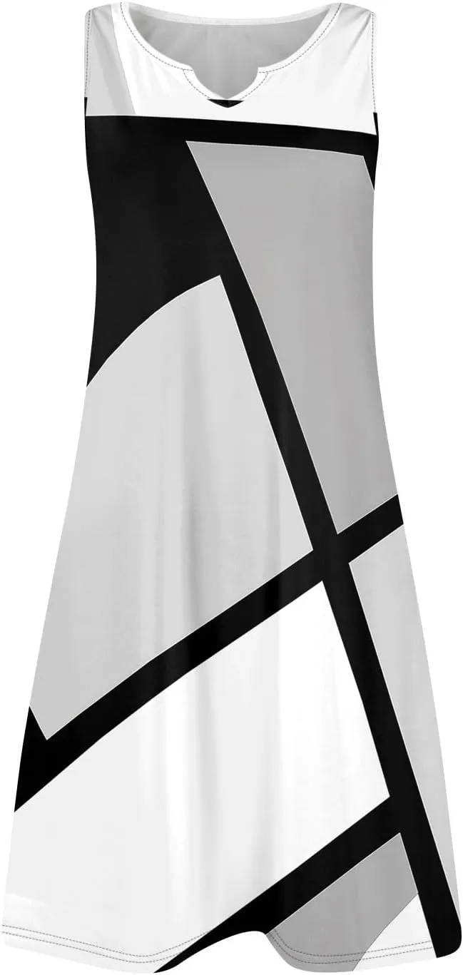 Pop Summer Baseball Sundress Womens Plus Size Sleeveless Print Dresses Women's V Neck Comfortable Loose Dress