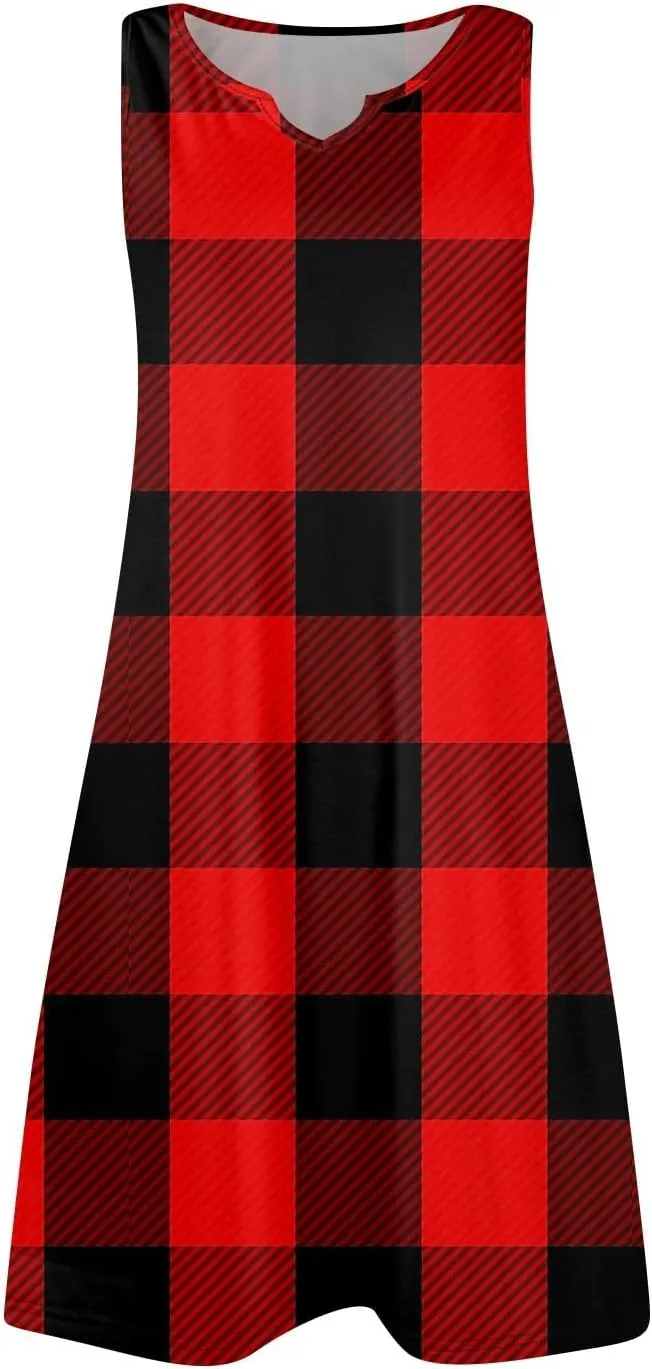 Pop Summer Baseball Sundress Womens Plus Size Sleeveless Print Dresses Women's V Neck Comfortable Loose Dress