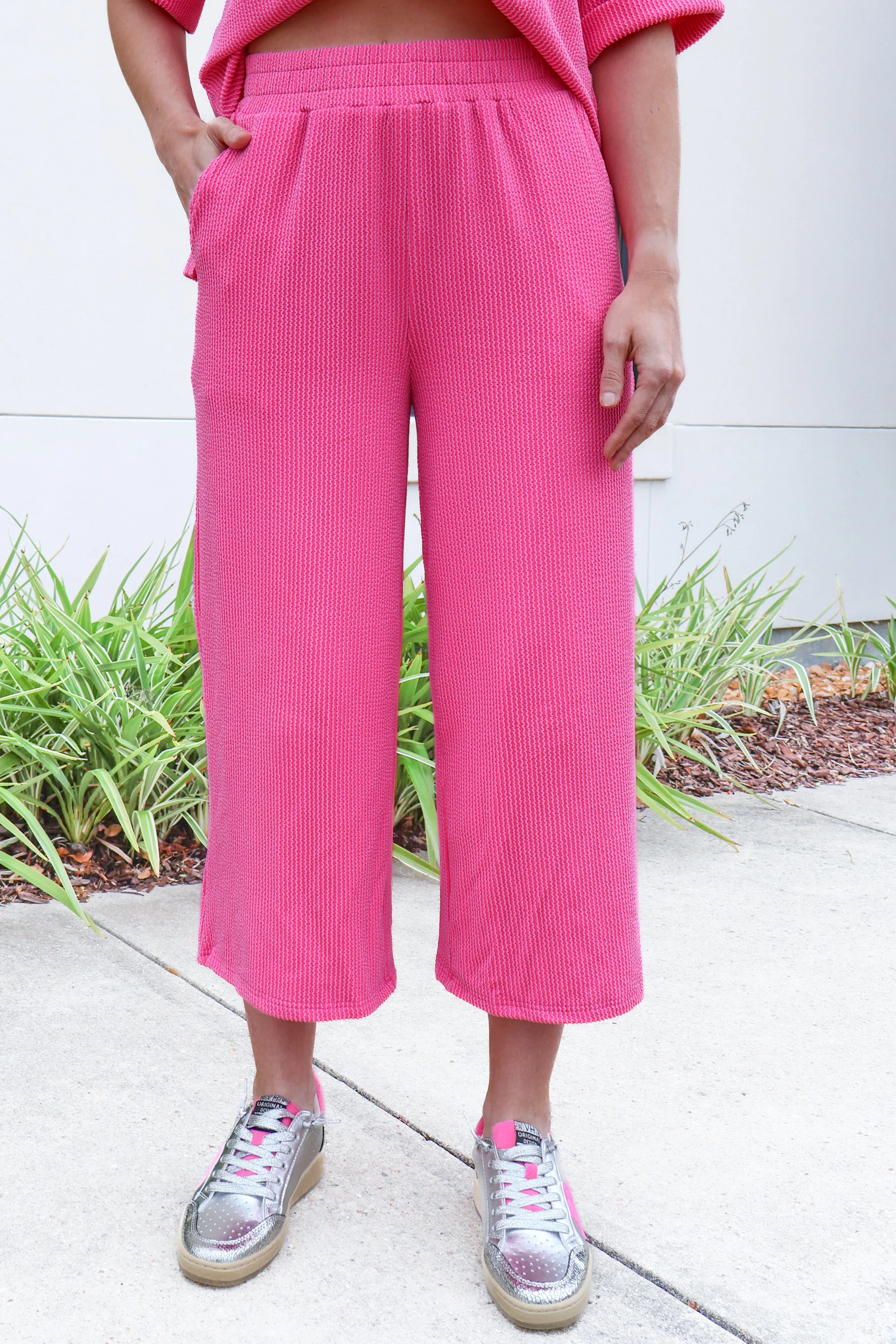 Push the Limit Wide Leg Textured Pants