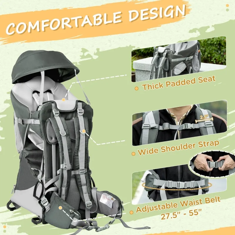 Qaba Baby Backpack Carrier with Removable Small Bag - Stand