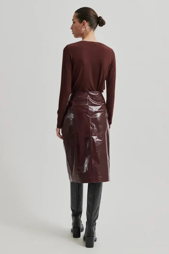 Queens Leather Skirt Bitter Chocolate