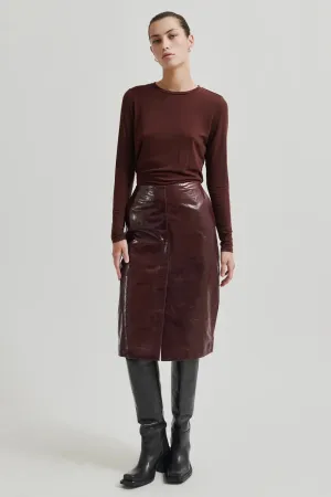 Queens Leather Skirt Bitter Chocolate