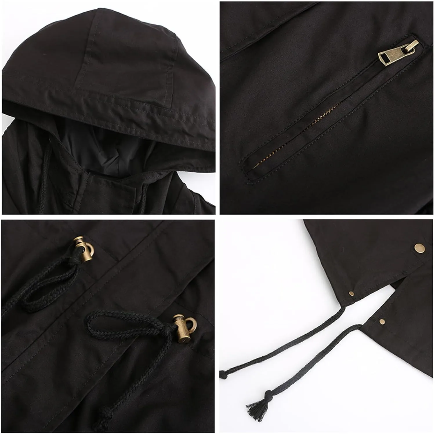 Rain Jacket Women Lightweight Raincoat Waterproof Windbreaker Hiking Climbing Outdoor Drawstring Hooded Trench Coats