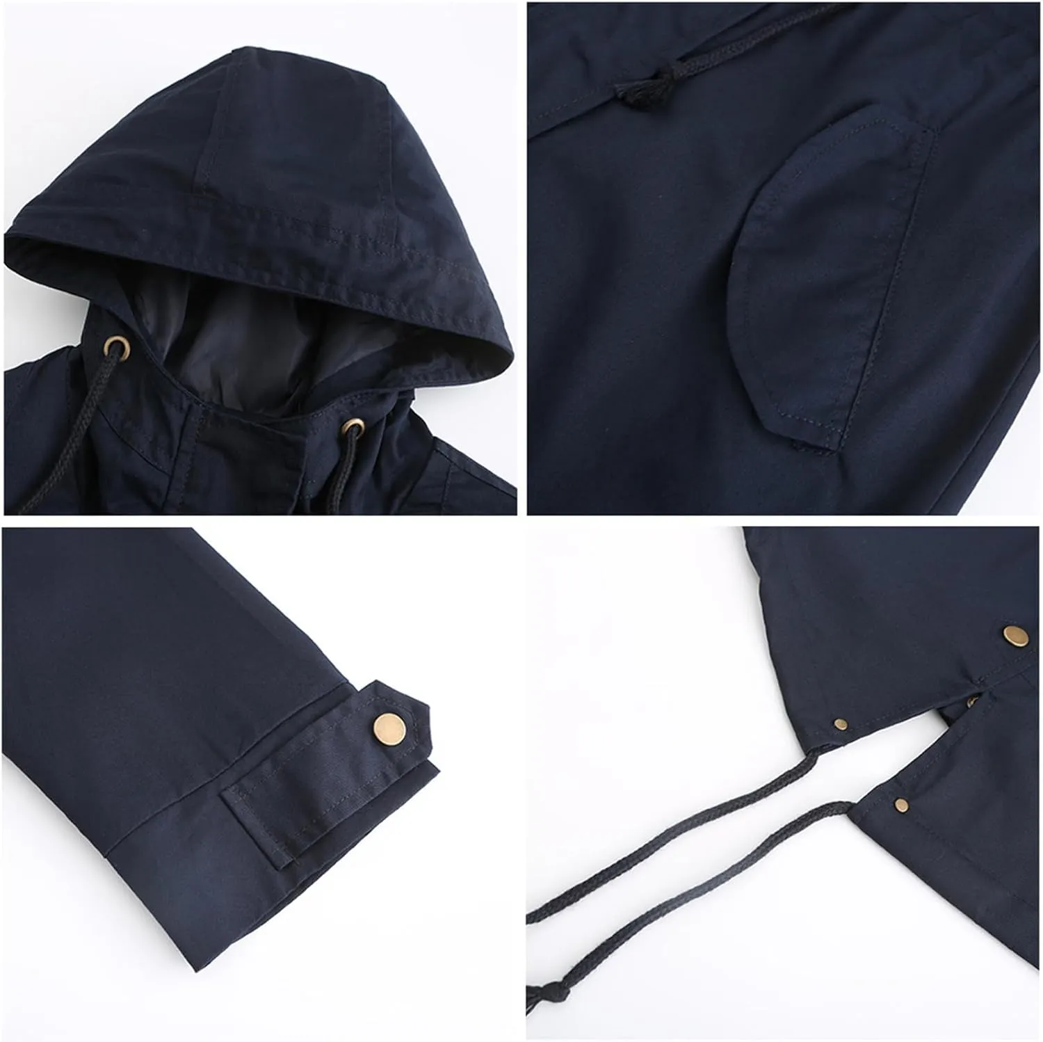 Rain Jacket Women Lightweight Raincoat Waterproof Windbreaker Hiking Climbing Outdoor Drawstring Hooded Trench Coats