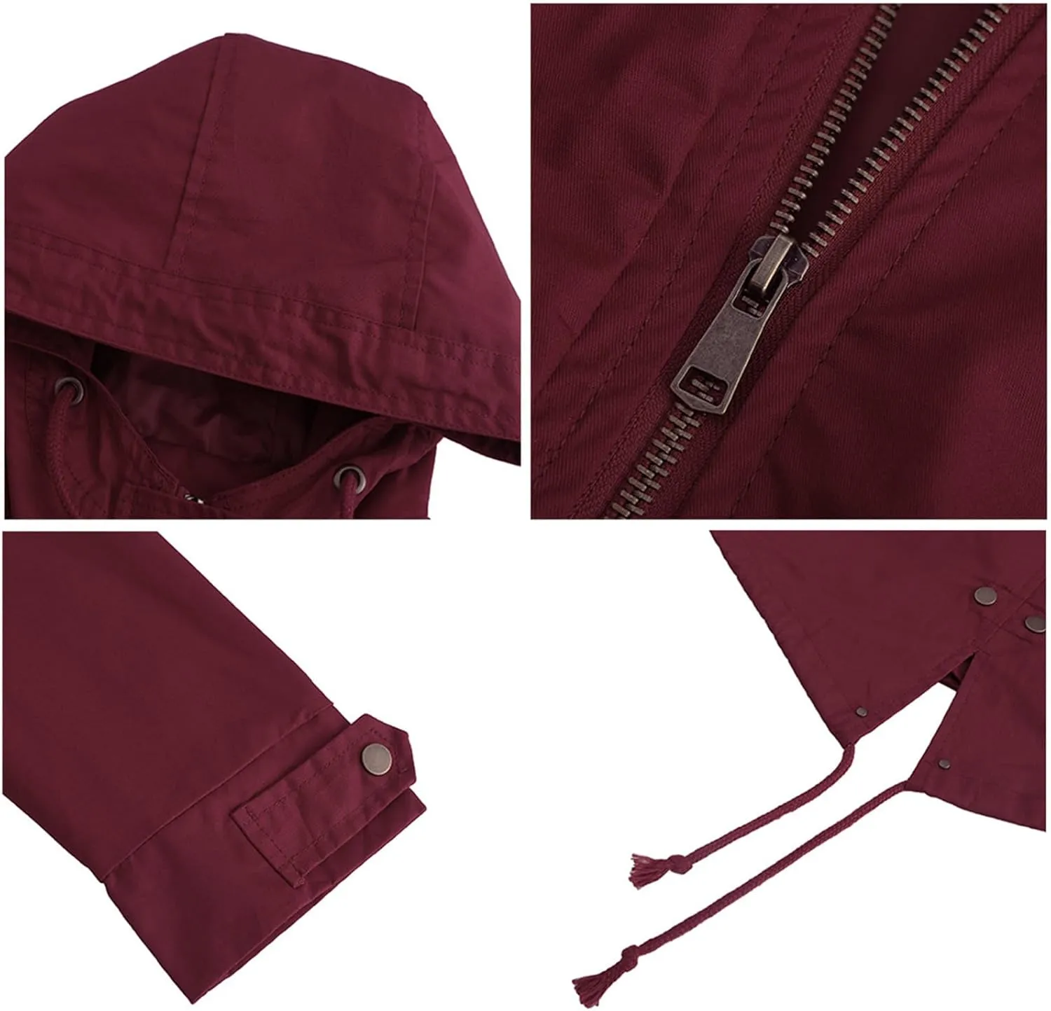 Rain Jacket Women Lightweight Raincoat Waterproof Windbreaker Hiking Climbing Outdoor Drawstring Hooded Trench Coats
