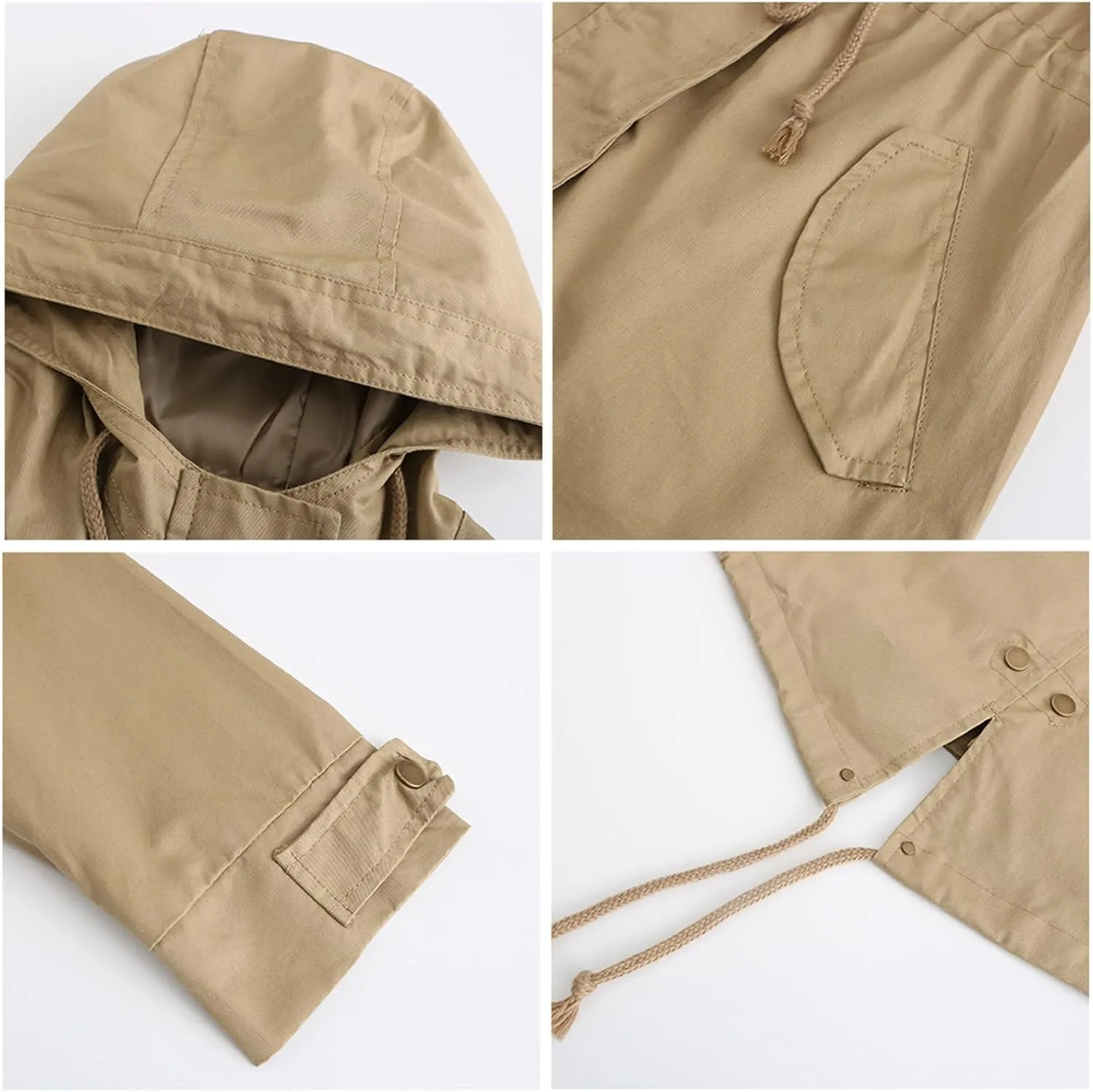 Rain Jacket Women Lightweight Raincoat Waterproof Windbreaker Hiking Climbing Outdoor Drawstring Hooded Trench Coats