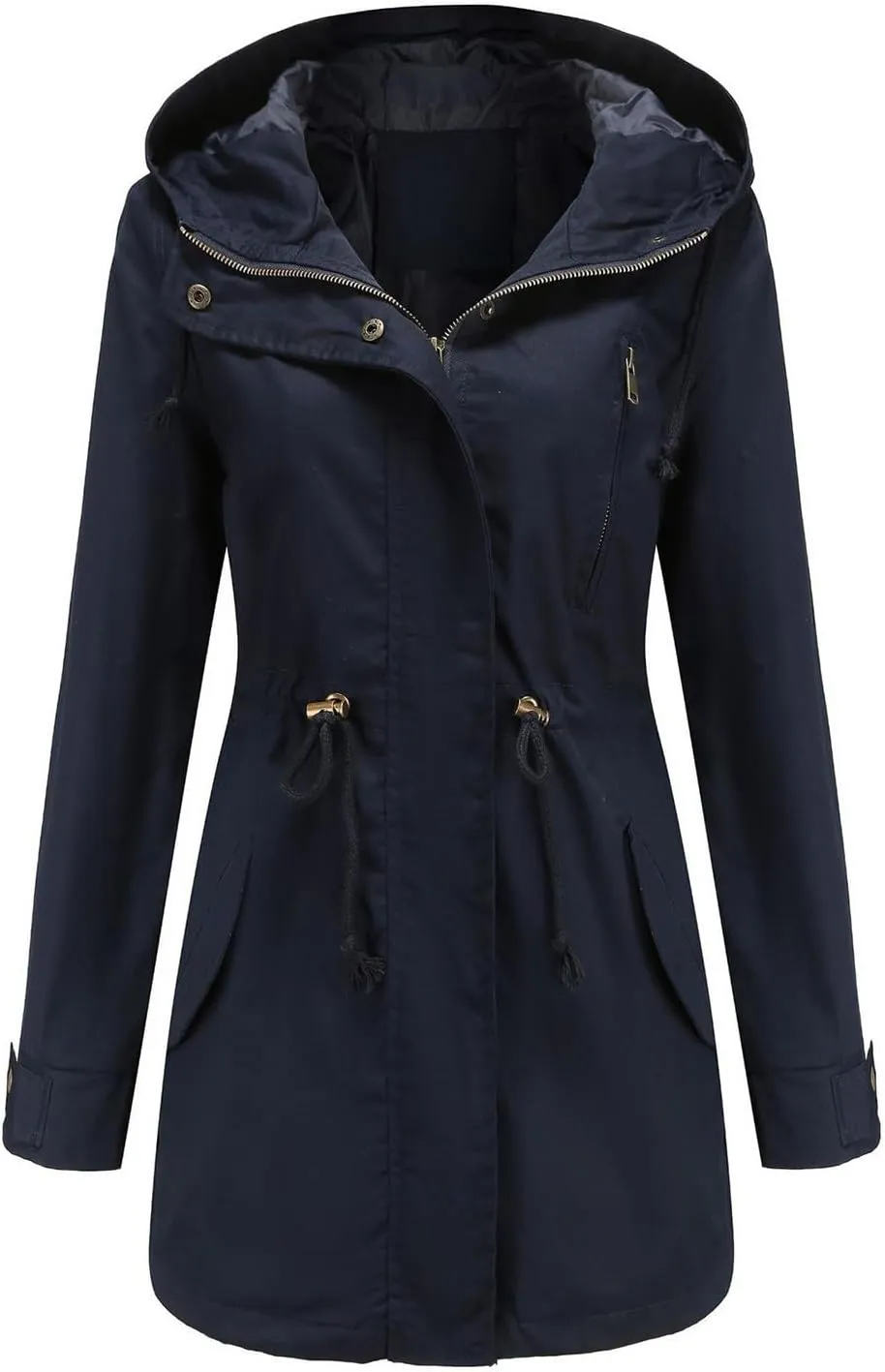 Rain Jacket Women Lightweight Raincoat Waterproof Windbreaker Hiking Climbing Outdoor Drawstring Hooded Trench Coats