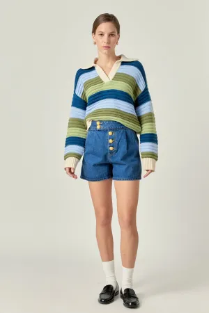 Rainbow Striped Knit Top