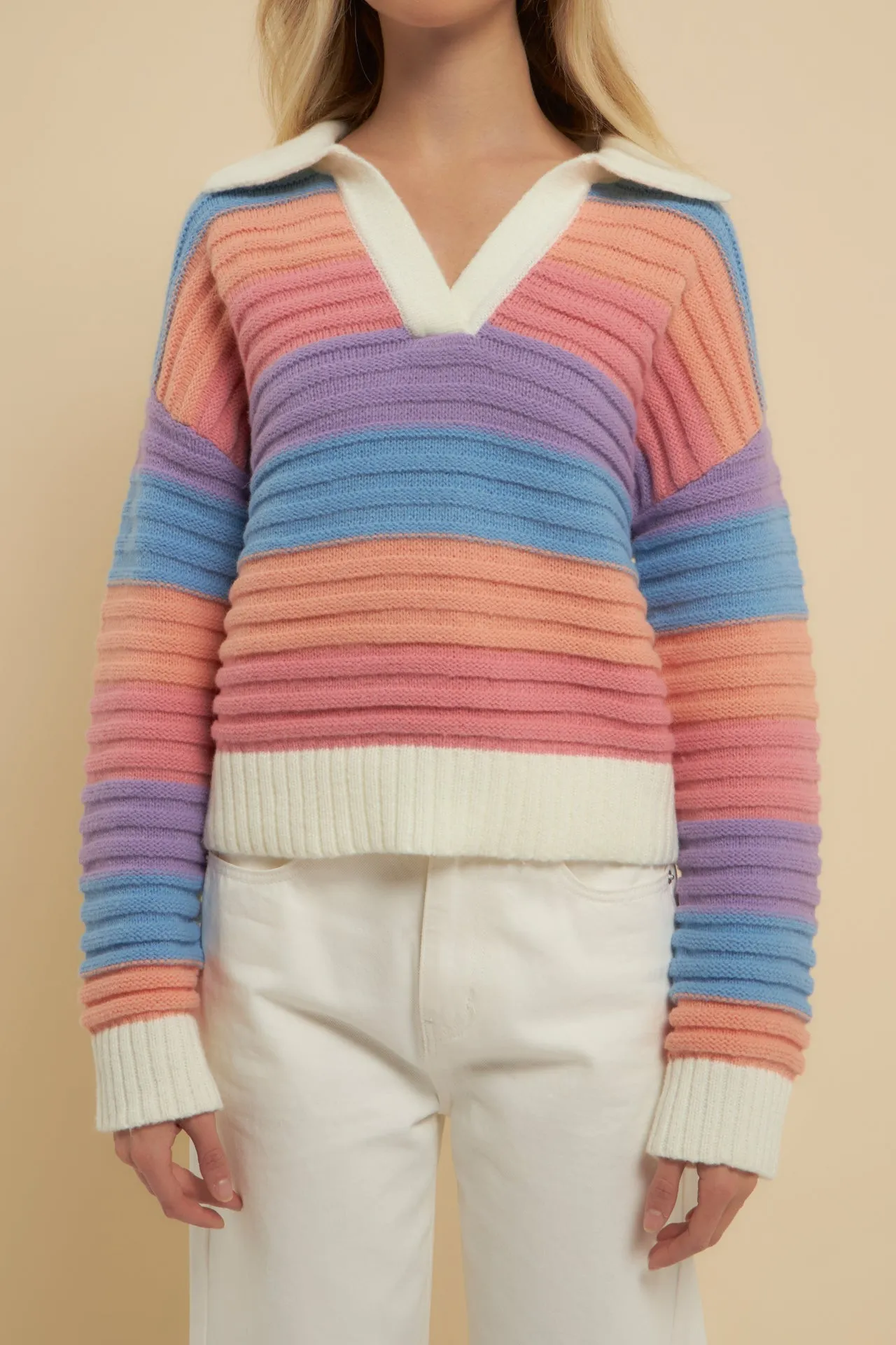 Rainbow Striped Knit Top