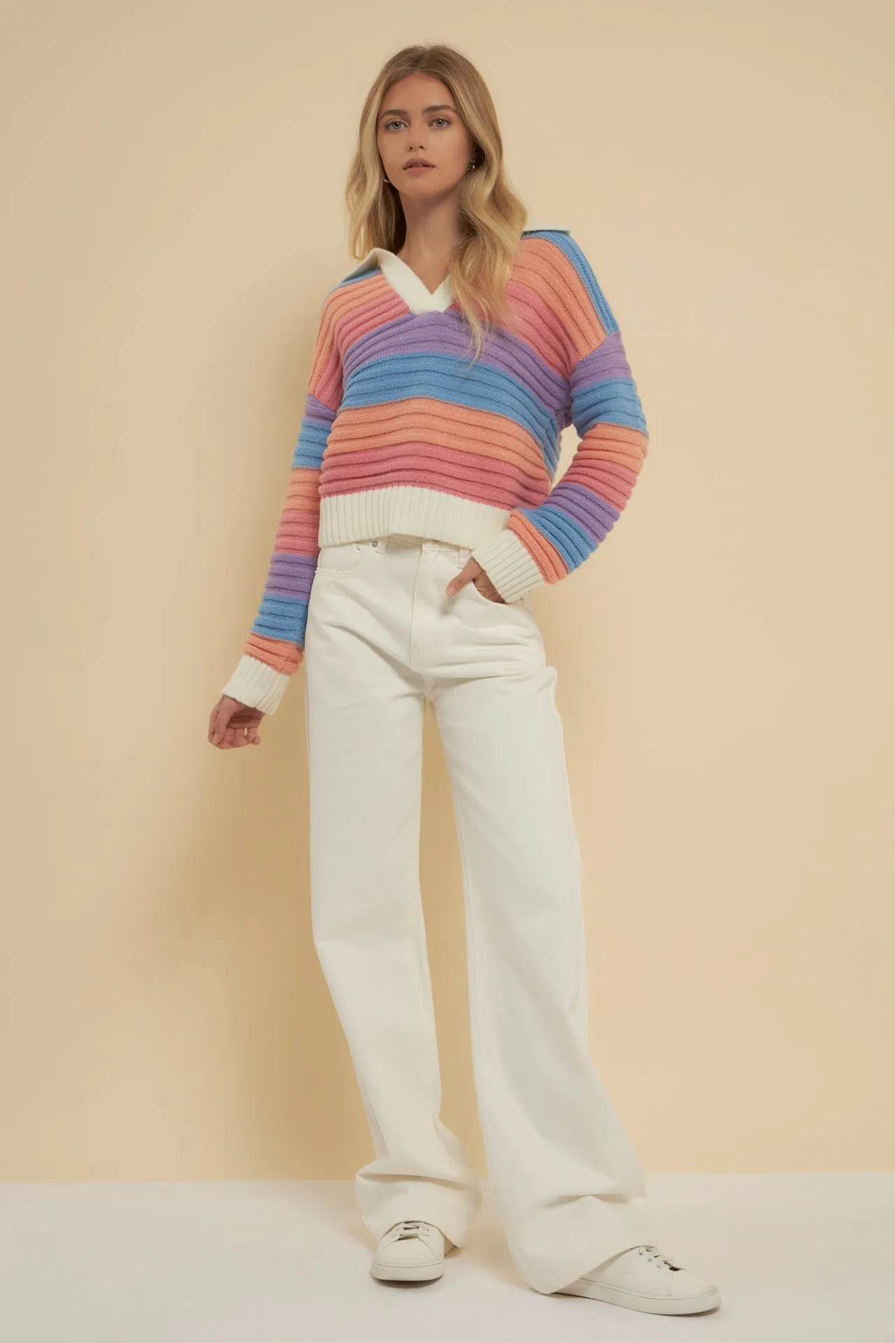 Rainbow Striped Knit Top