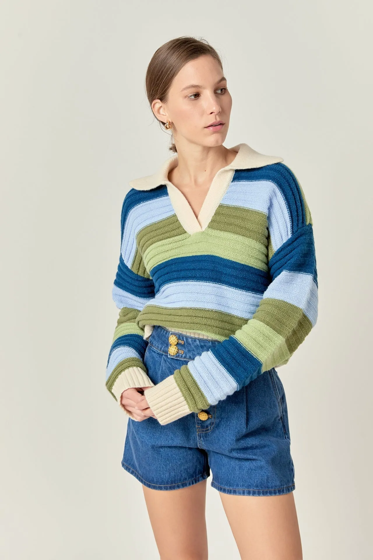 Rainbow Striped Knit Top