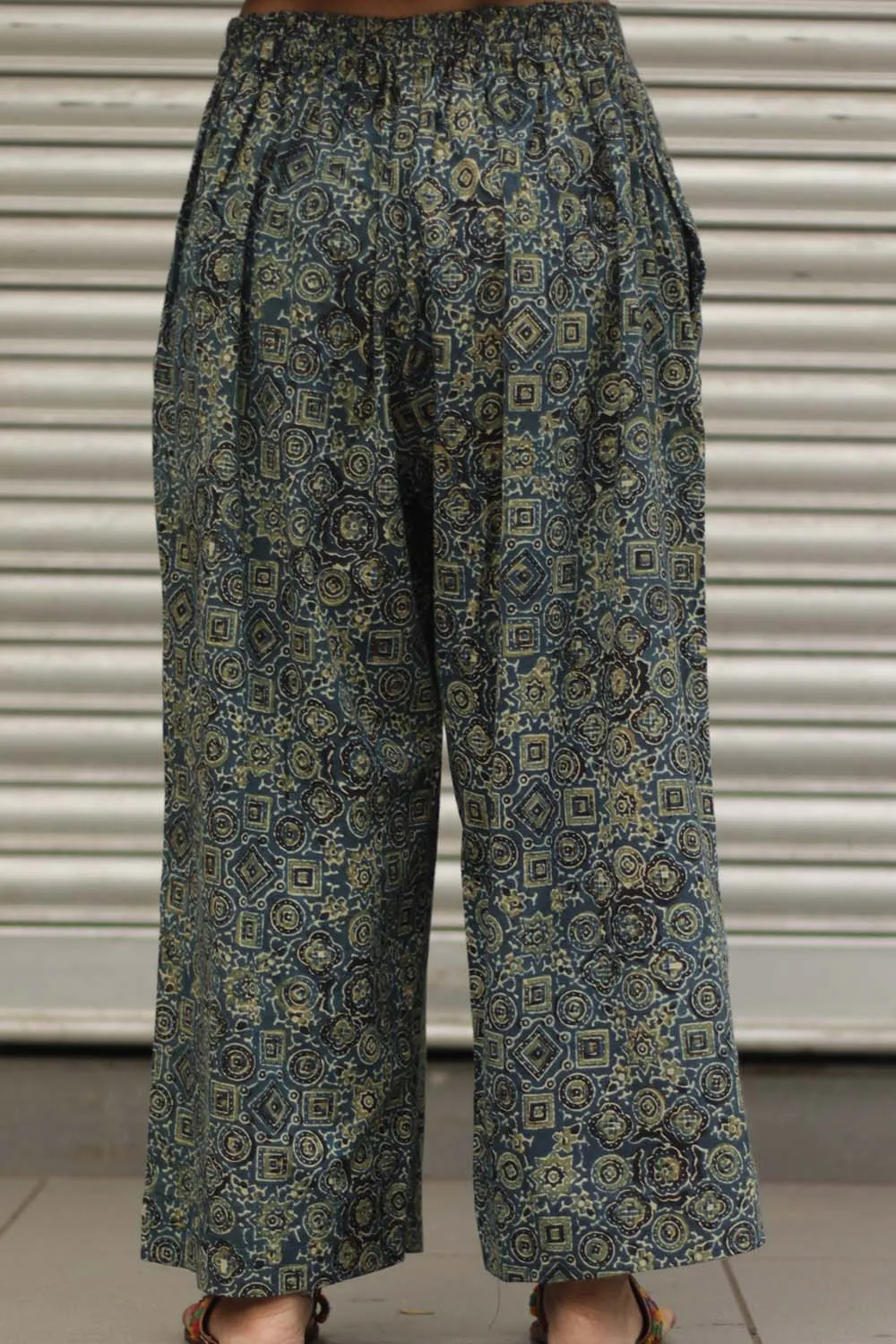 Rasika | Wide Leg Pants | Sea Green Ajrakh Universe