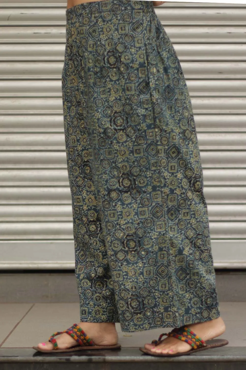 Rasika | Wide Leg Pants | Sea Green Ajrakh Universe