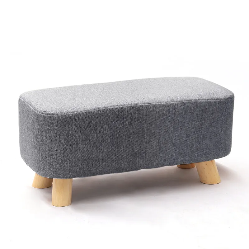 Rectangular Linen Pouffe Footstool 18D Sponge Grey Bench