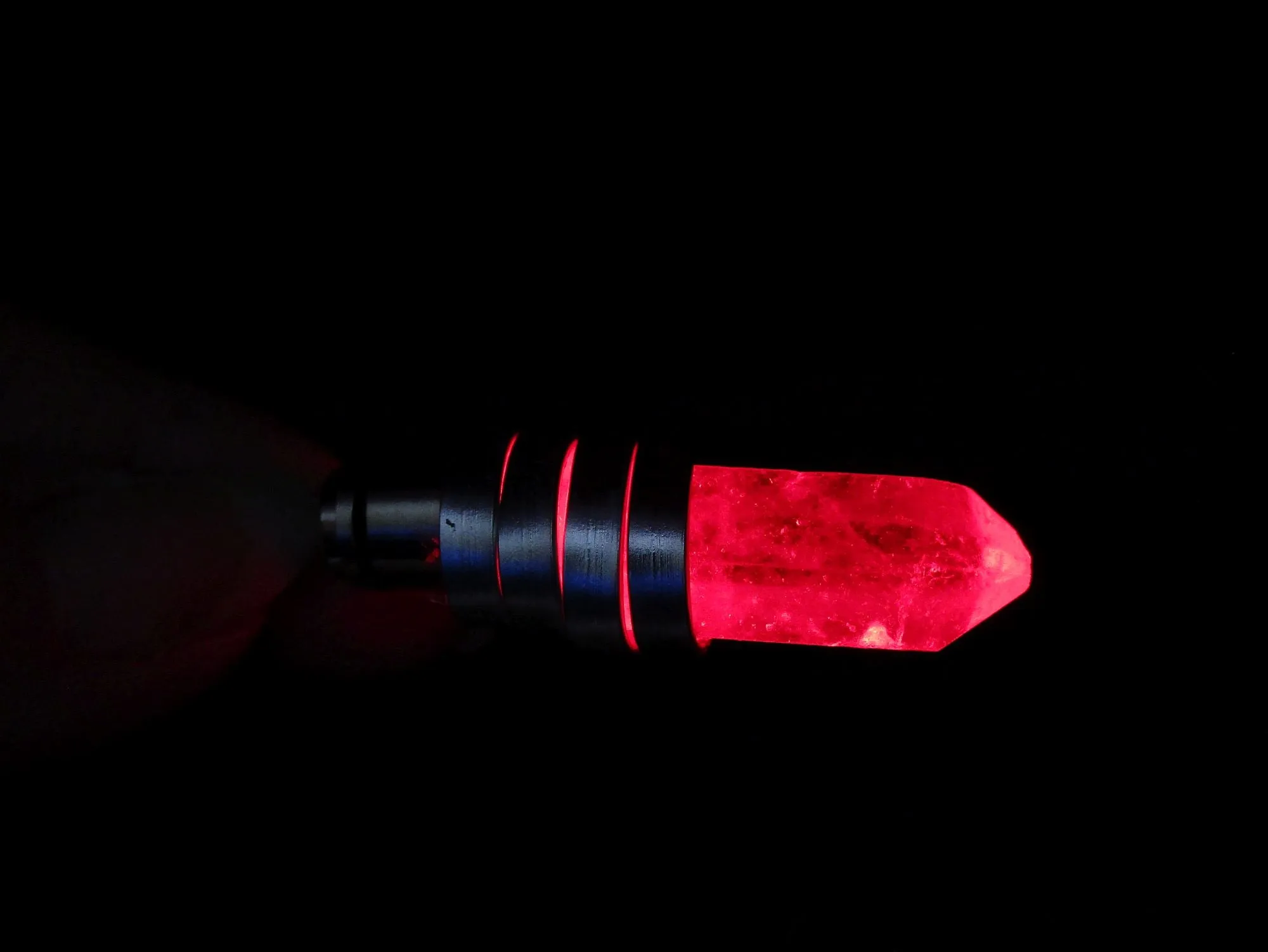 Red Light Up Natural LED Quartz Point Crystal Pendant Necklace