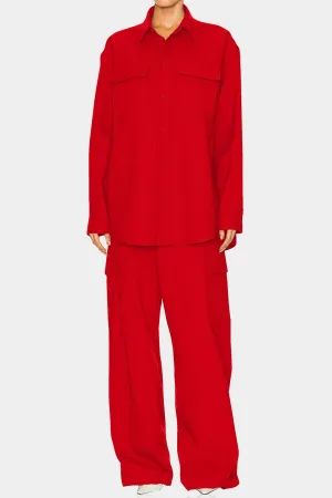 Red Straight Pants For Women