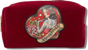 REINA REBELDE La Bolsa Red Clutch Cosmetics Luxury Makeup Bag 7" x 3.5" x 2.5" / Travel Size Cosmetics, Makeup, and Accessories Organizer/Hold Up to 23 Lipsticks/Spill-Proof Design