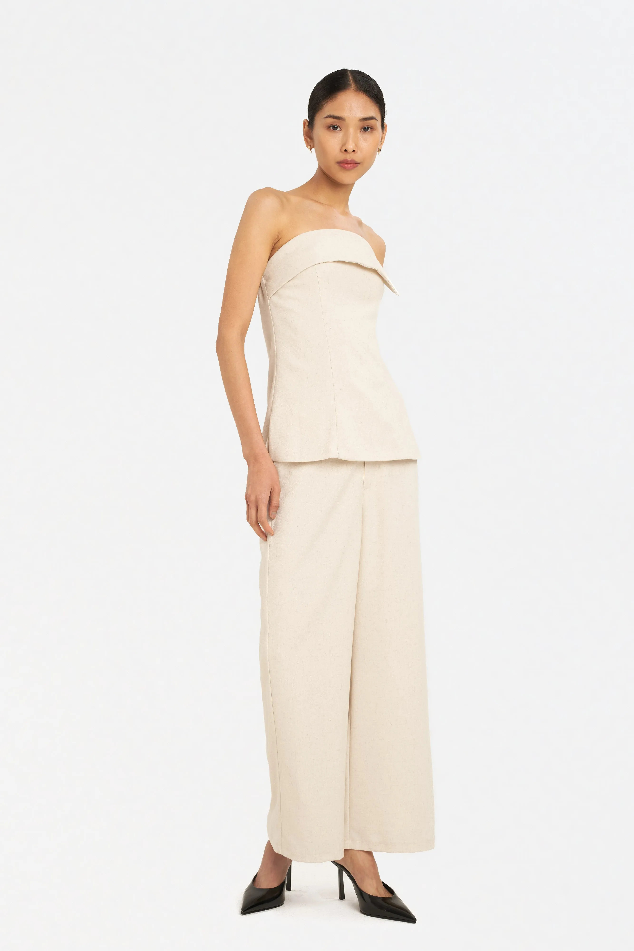 [Restocked] Doherty Cotton Blend Culottes in Ivory Beige