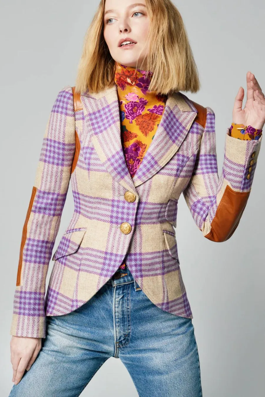 Rifle Patch Equestrian Blazer Orchid Plaid