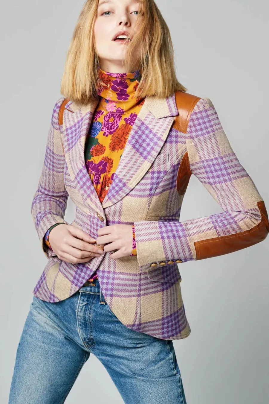 Rifle Patch Equestrian Blazer Orchid Plaid