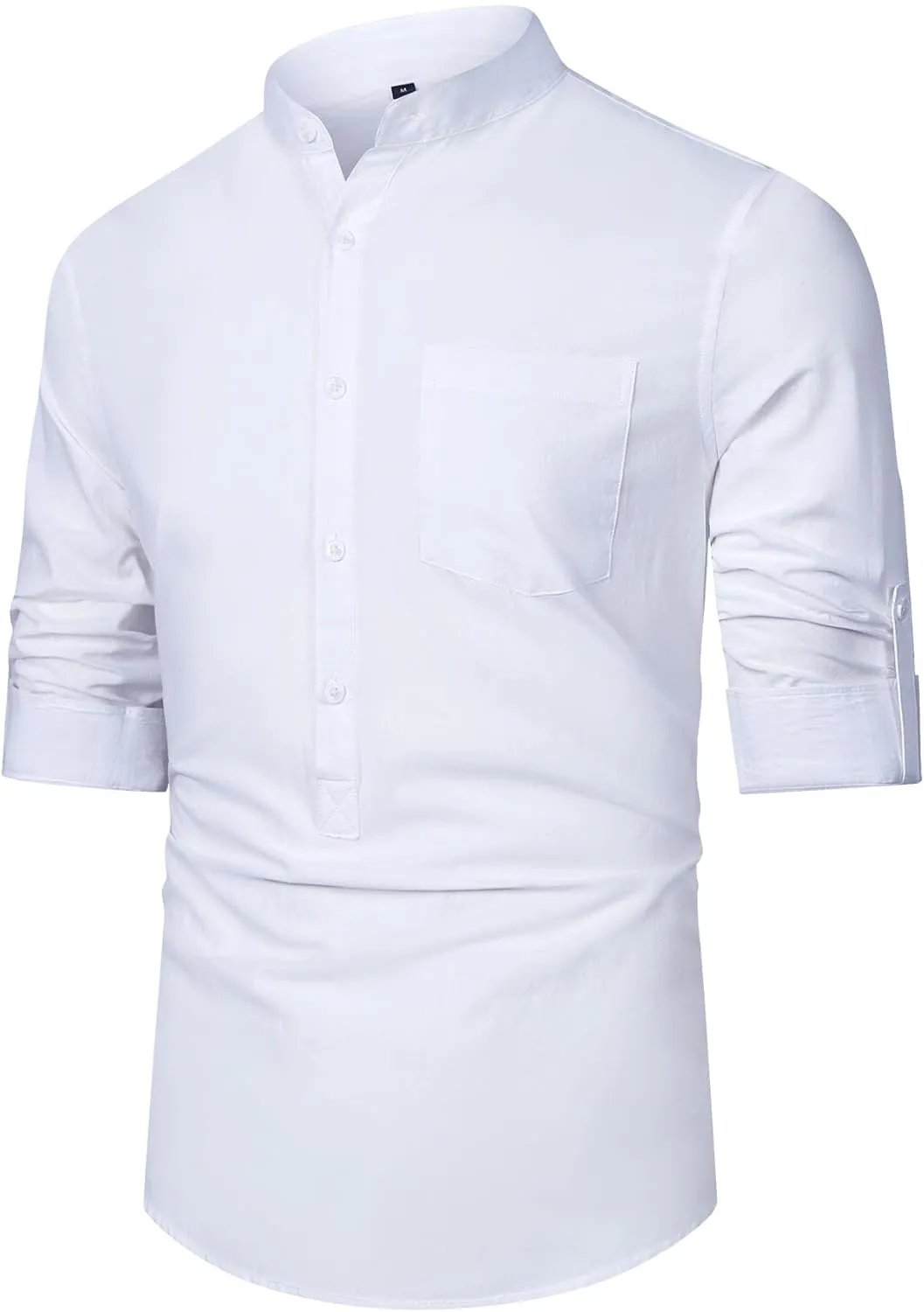 RPOVIG Men's Linen Shirts Long Sleeve Button Down Beach Shirt Henley Casual T Shirt Summer Clothes Soft Lightweight