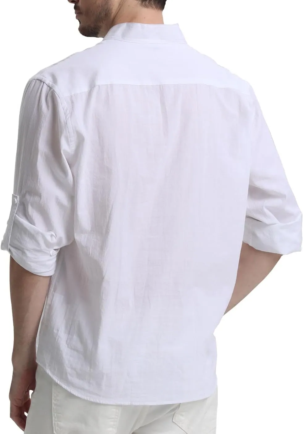 RPOVIG Men's Linen Shirts Long Sleeve Button Down Beach Shirt Henley Casual T Shirt Summer Clothes Soft Lightweight