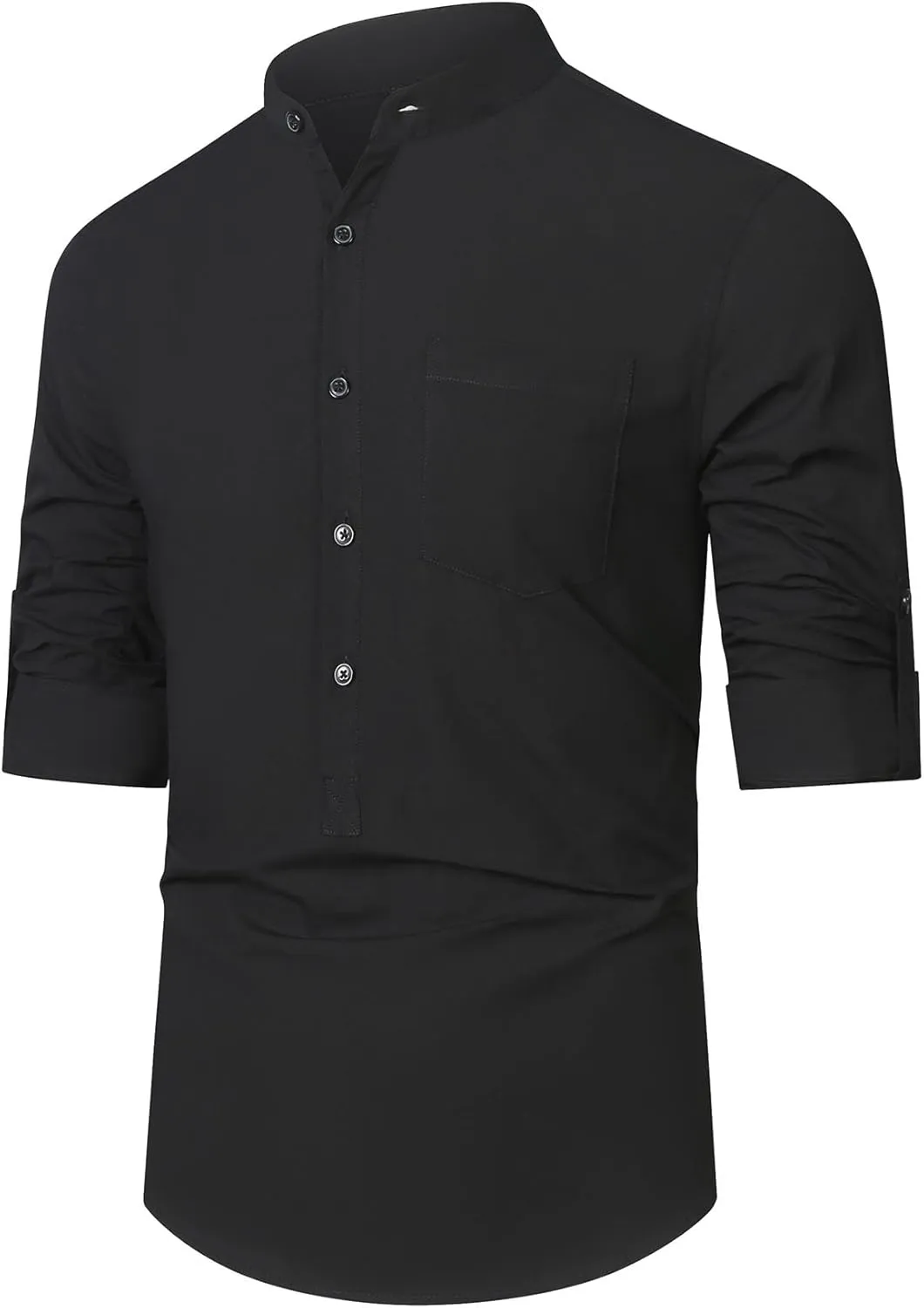 RPOVIG Men's Linen Shirts Long Sleeve Button Down Beach Shirt Henley Casual T Shirt Summer Clothes Soft Lightweight