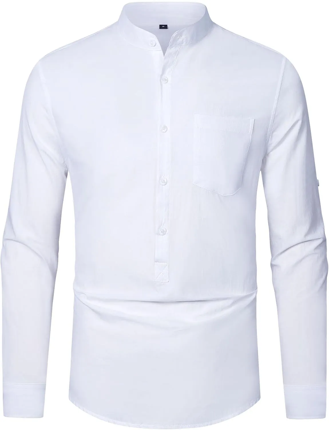 RPOVIG Men's Linen Shirts Long Sleeve Button Down Beach Shirt Henley Casual T Shirt Summer Clothes Soft Lightweight