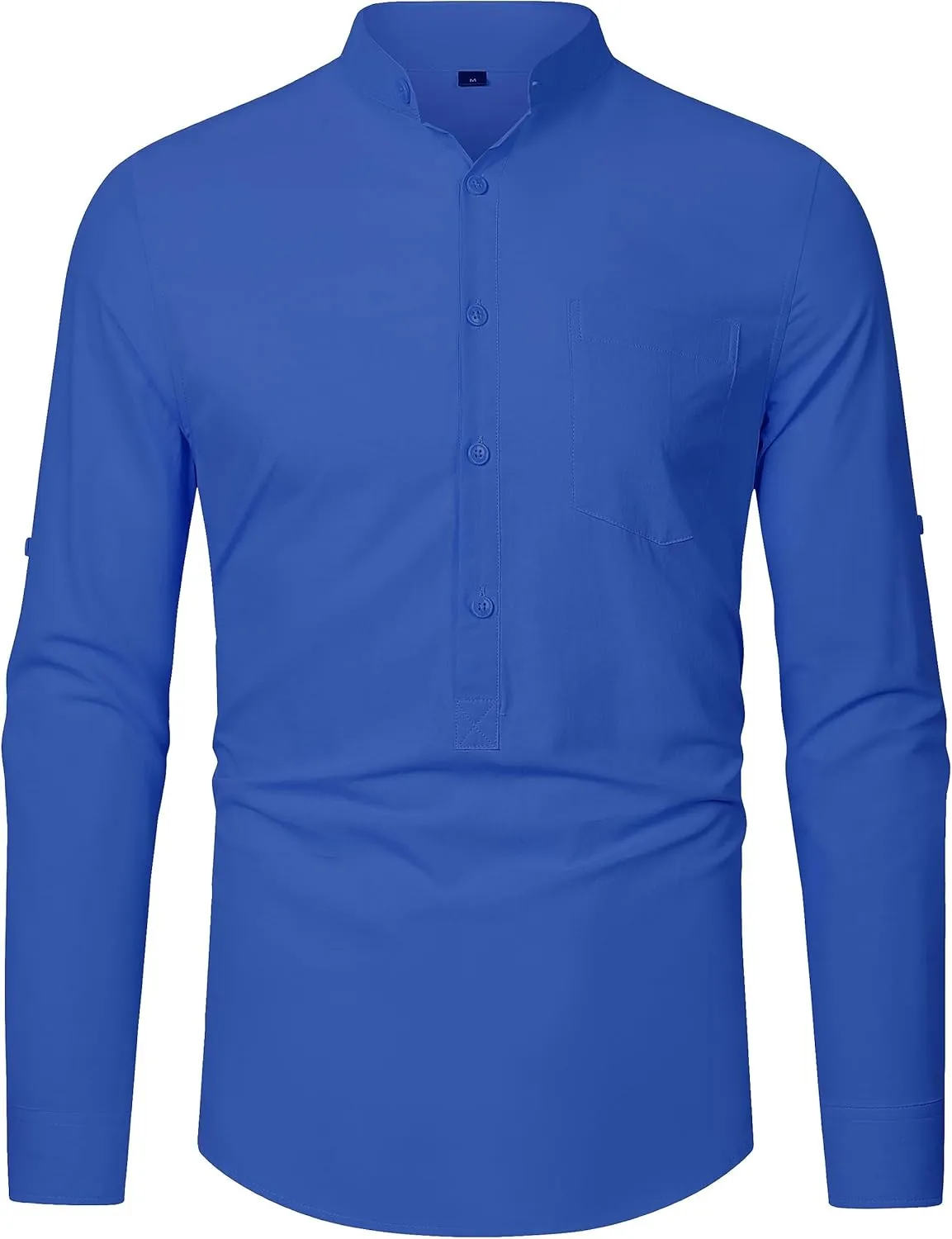 RPOVIG Men's Linen Shirts Long Sleeve Button Down Beach Shirt Henley Casual T Shirt Summer Clothes Soft Lightweight