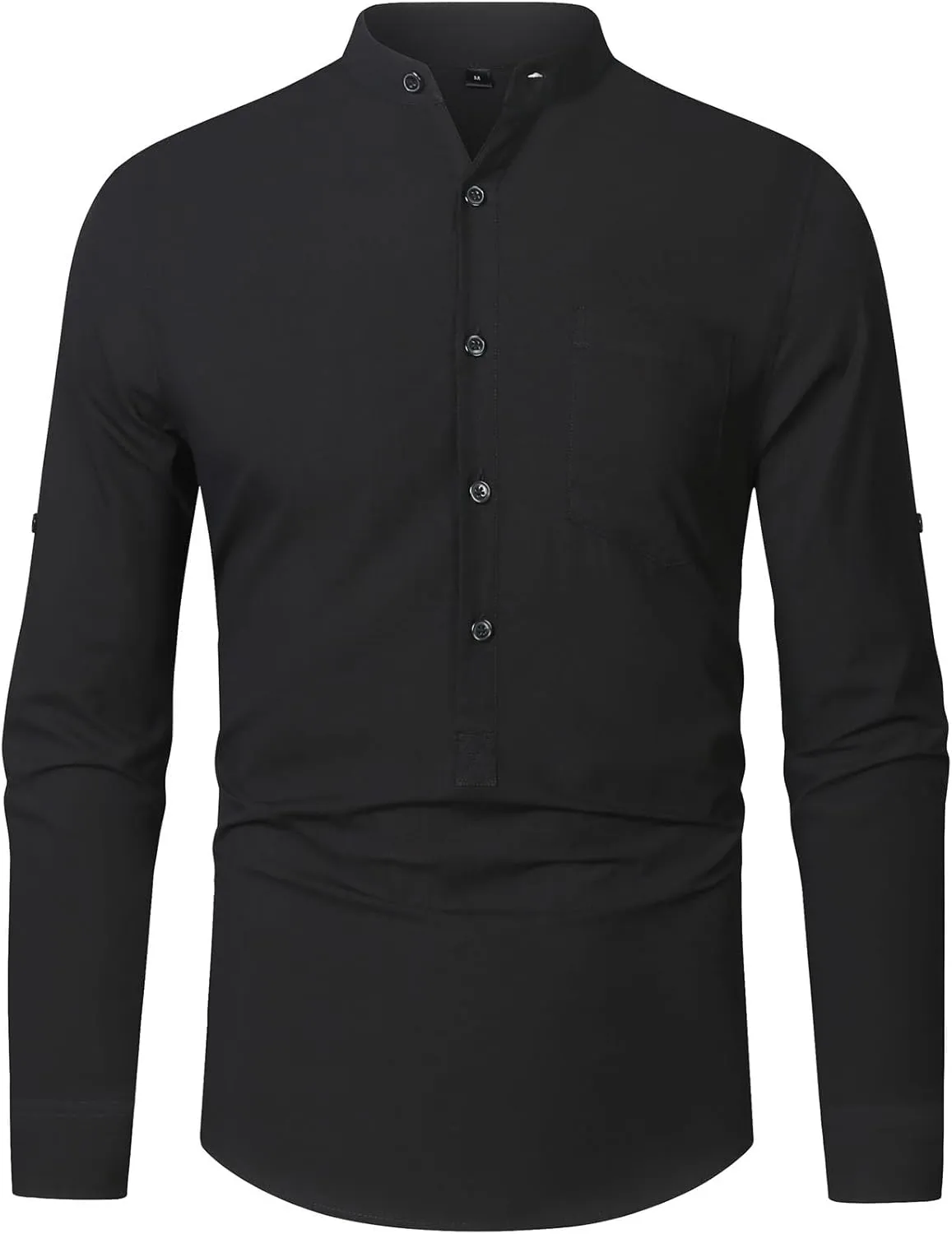 RPOVIG Men's Linen Shirts Long Sleeve Button Down Beach Shirt Henley Casual T Shirt Summer Clothes Soft Lightweight