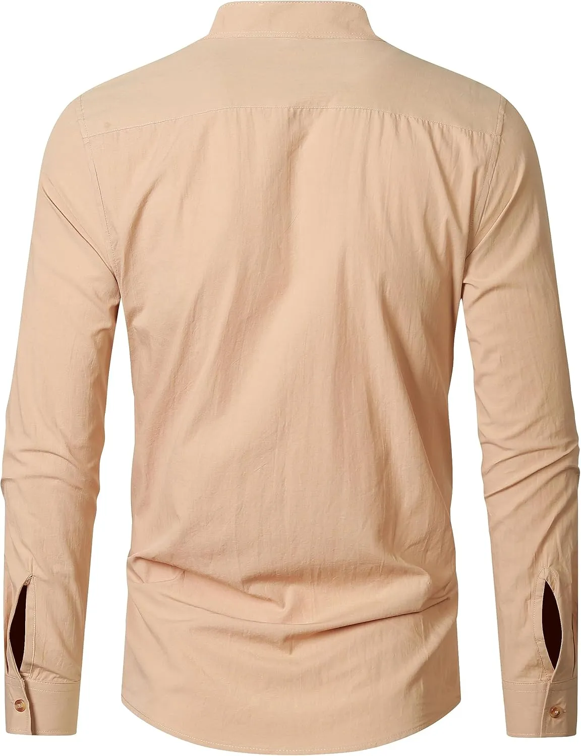 RPOVIG Men's Linen Shirts Long Sleeve Button Down Beach Shirt Henley Casual T Shirt Summer Clothes Soft Lightweight