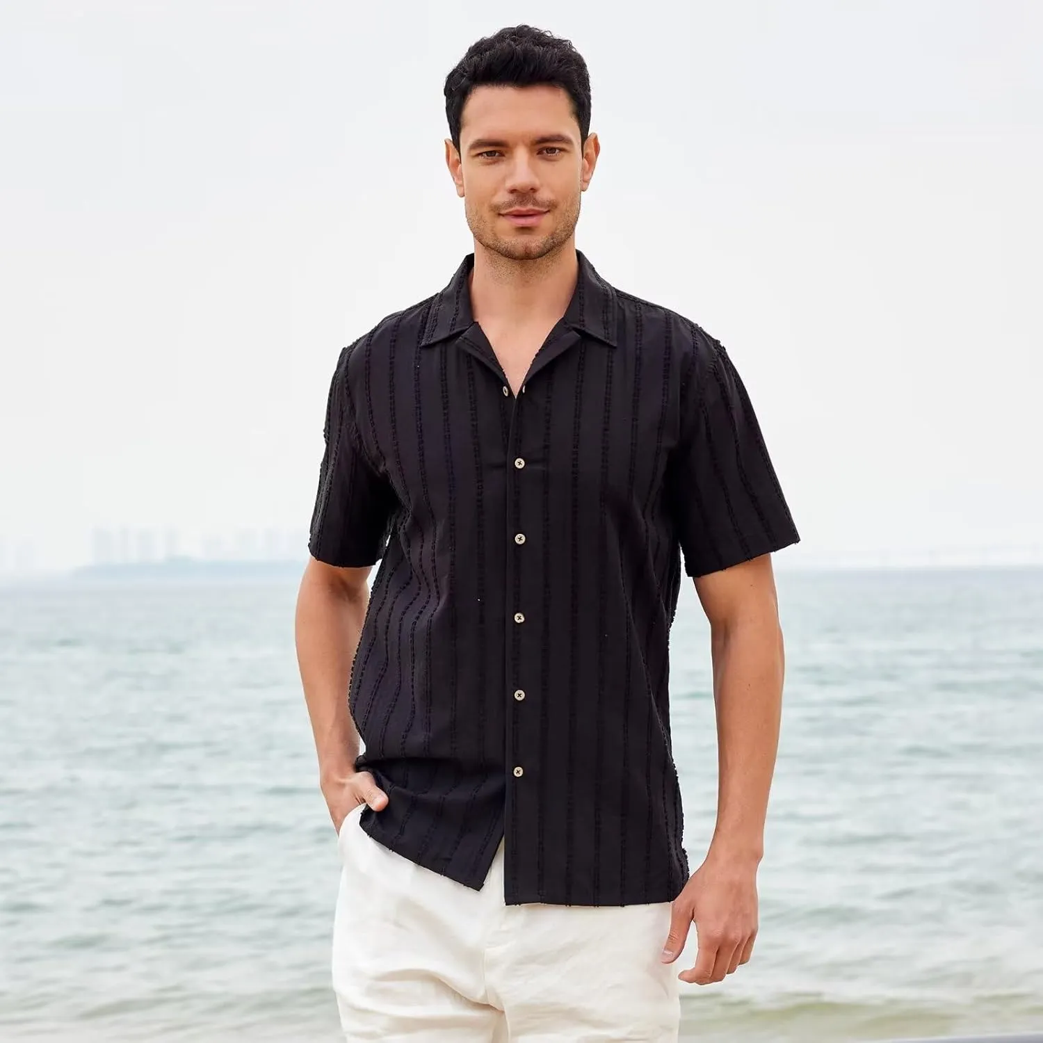 SAMERM Mens Dress Shirt Wrinkle Free Moisture Wicking 4-Way High Stretch Super Soft Casual Button Down Shirts