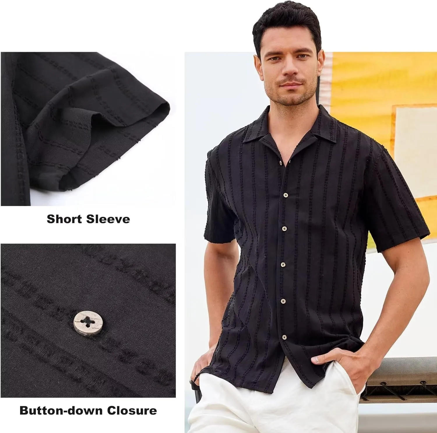 SAMERM Mens Dress Shirt Wrinkle Free Moisture Wicking 4-Way High Stretch Super Soft Casual Button Down Shirts