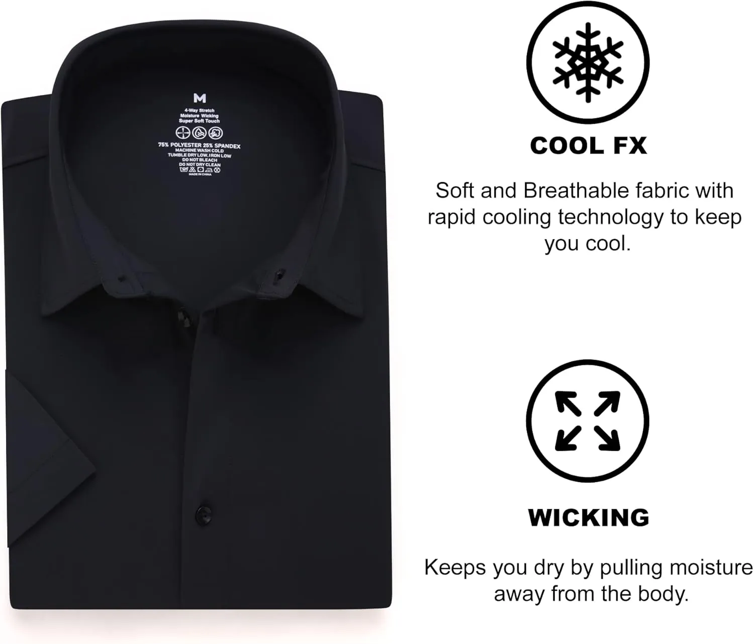 SAMERM Mens Dress Shirt Wrinkle Free Moisture Wicking 4-Way High Stretch Super Soft Casual Button Down Shirts