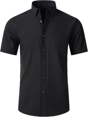 SAMERM Mens Dress Shirt Wrinkle Free Moisture Wicking 4-Way High Stretch Super Soft Casual Button Down Shirts