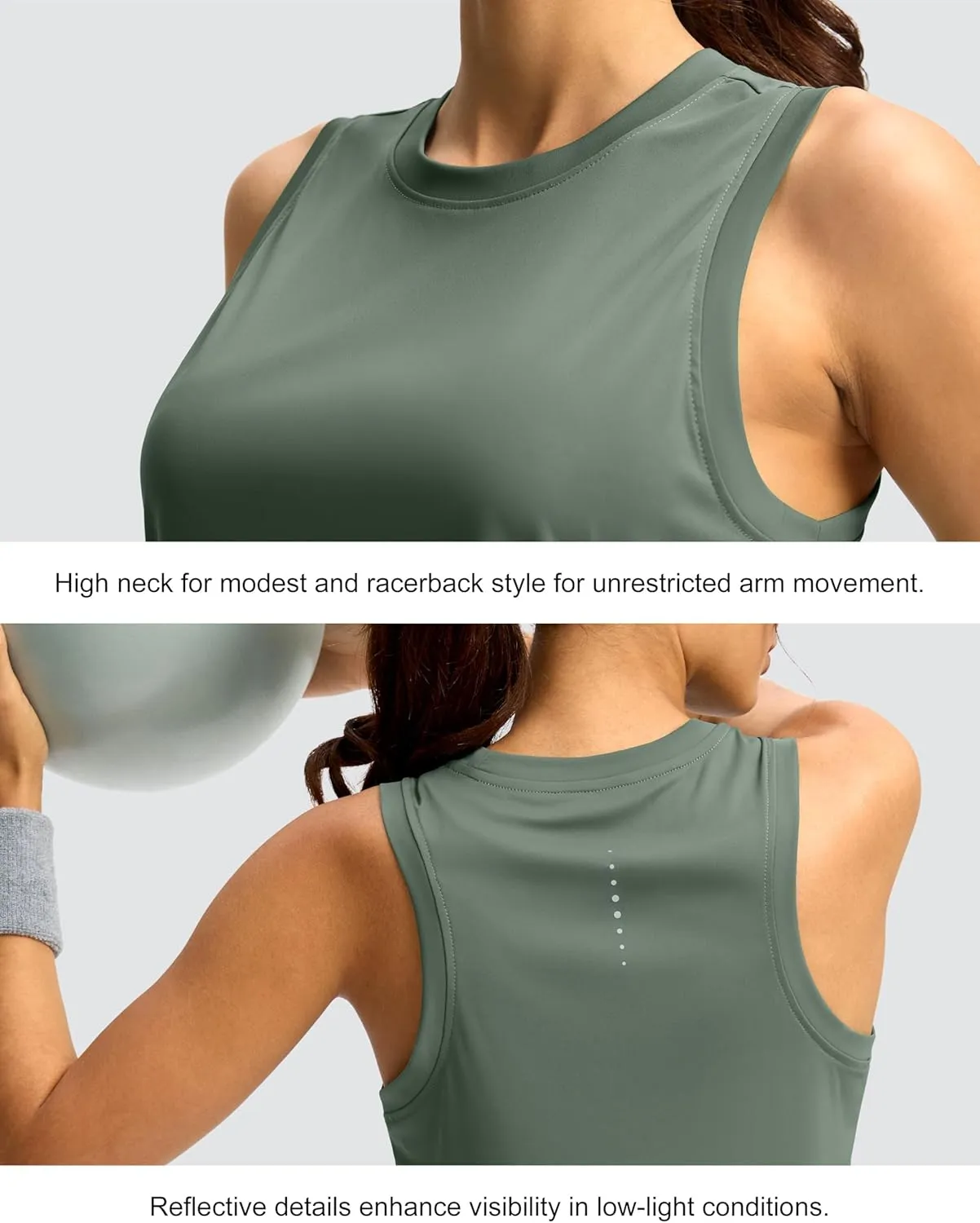 SANTINY Women's Sleeveless Workout Tops Lightweight Tennis Yoga Athletic Running Shirts Racerback Tank Tops for Women