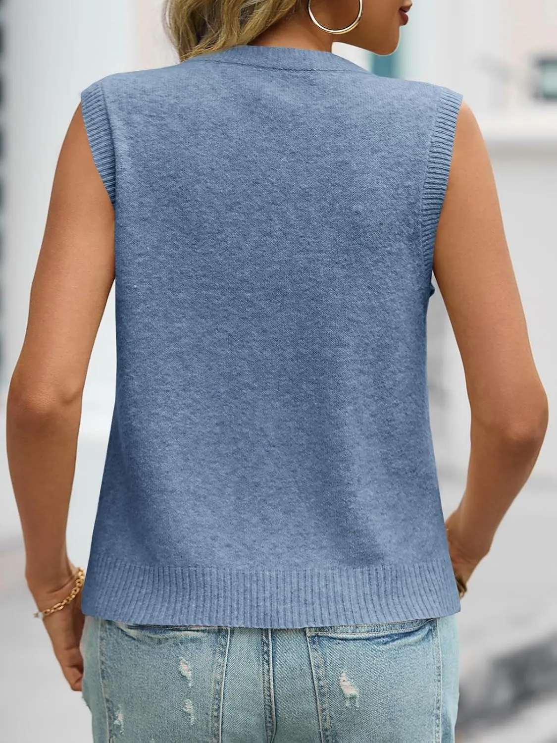 Saodimallsu Womens Sleeveless Sweater Vest Summer Casual Cap Sleeve Crew Neck Loose Knit Lightweight Pullover Tank Tops