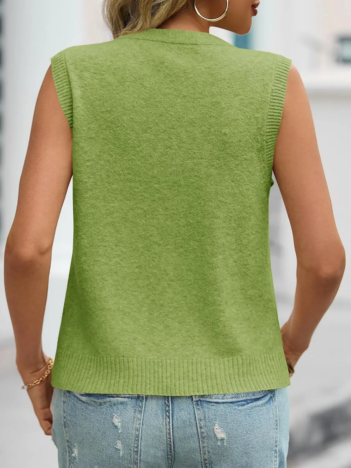 Saodimallsu Womens Sleeveless Sweater Vest Summer Casual Cap Sleeve Crew Neck Loose Knit Lightweight Pullover Tank Tops