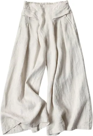 SCUSTY Linen Pants for Women Culottes Capris Wide Leg Palazzo Boho Pants Trousers SCUSTY Linen Pants for Women Culottes Capris Wide Leg Palazzo Boho Pants Trousers