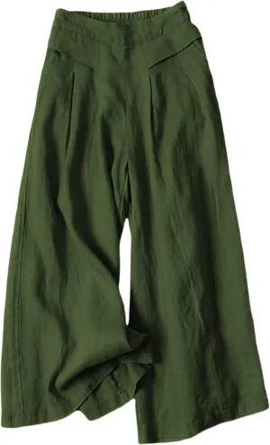 SCUSTY Linen Pants for Women Culottes Capris Wide Leg Palazzo Boho Pants Trousers SCUSTY Linen Pants for Women Culottes Capris Wide Leg Palazzo Boho Pants Trousers