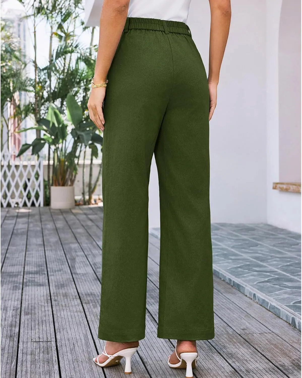 SEMATOMALA Women's Wide Leg Pants High Waist Stretchy Pants Dressy Business Work Casual Trousers with Pockets
