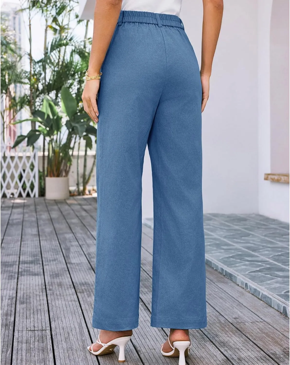 SEMATOMALA Women's Wide Leg Pants High Waist Stretchy Pants Dressy Business Work Casual Trousers with Pockets
