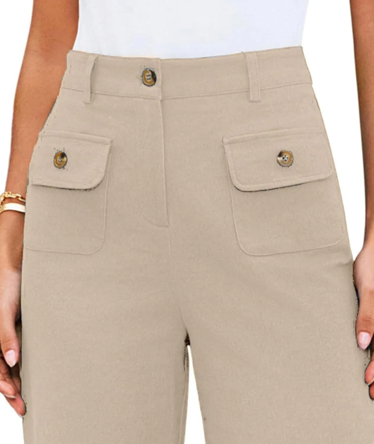 SEMATOMALA Women's Wide Leg Pants High Waist Stretchy Pants Dressy Business Work Casual Trousers with Pockets